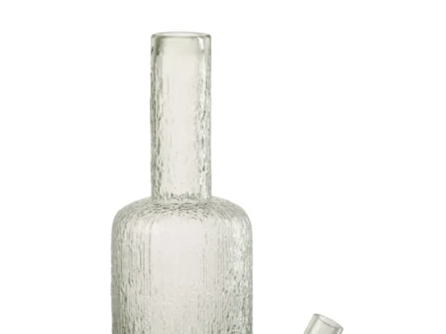 Decoratie Keitang glas groen, decoratieve reliëffles en bolvormige glazen woonaccessoires in grijsgroen