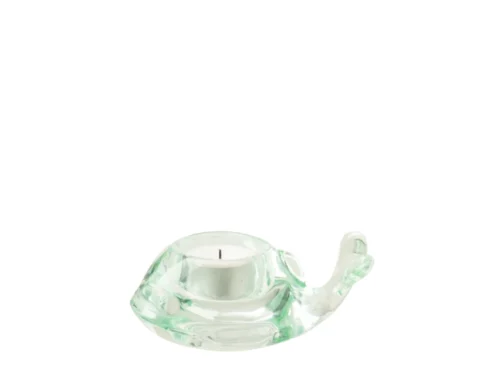 Kandelaar Kansia glas groen met kaars, compact en elegant met speels organische vorm