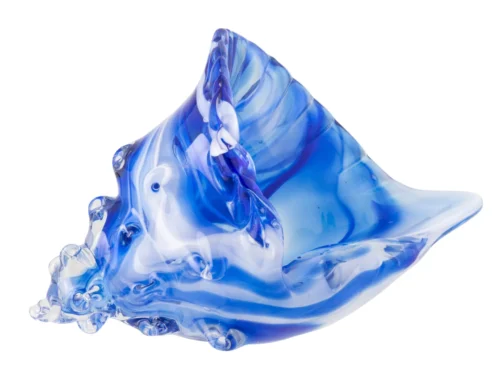 Presse-papier Fustio van blauw glas in zeeschelpvorm, stijlvol en decoratief woonaccessoire