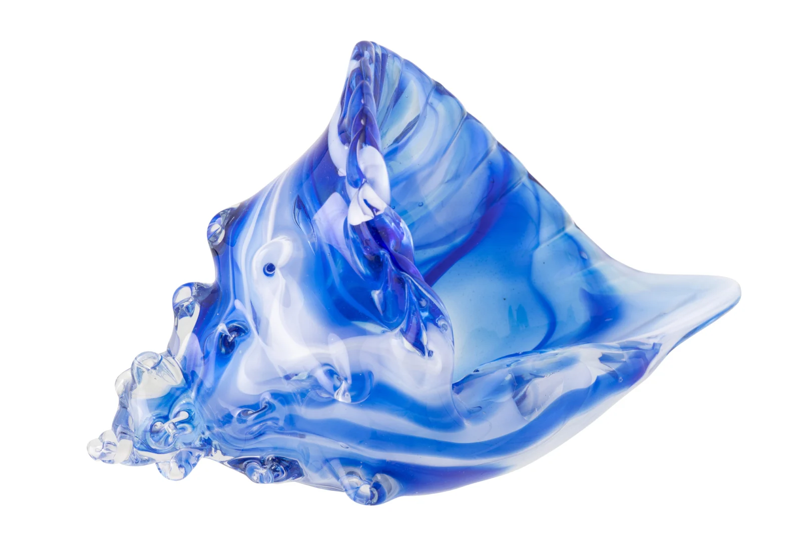 Presse-papier Fustio van blauw glas in zeeschelpvorm, stijlvol en decoratief woonaccessoire