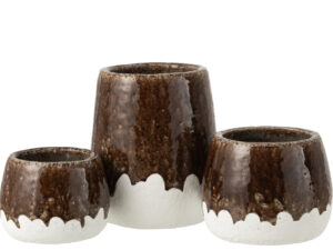 Bloempot Parrio Klei Wit H23,5 cm - Set van 2