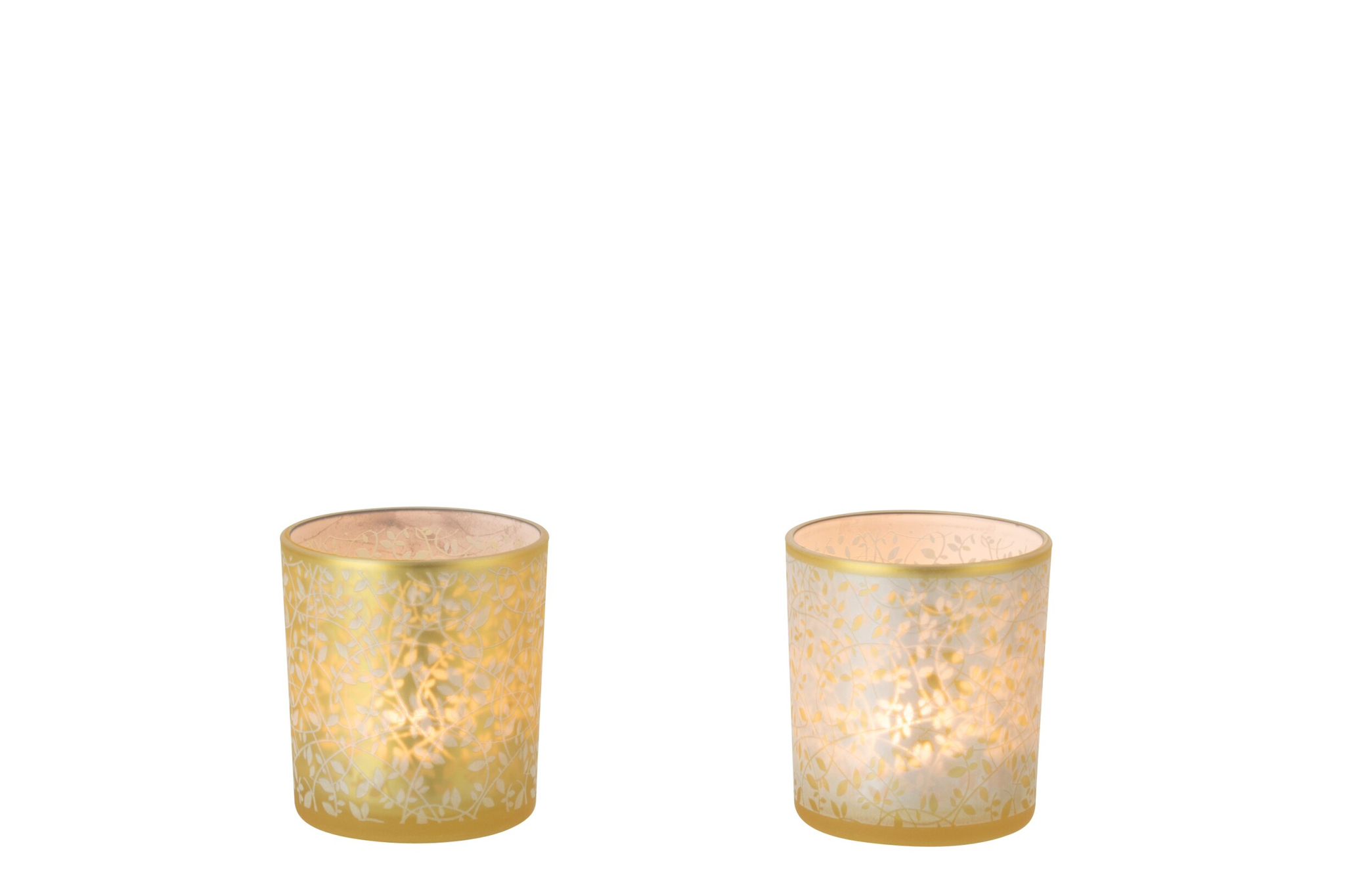 Waxinelichthouder Bassoro Glas Goud - Set van 2