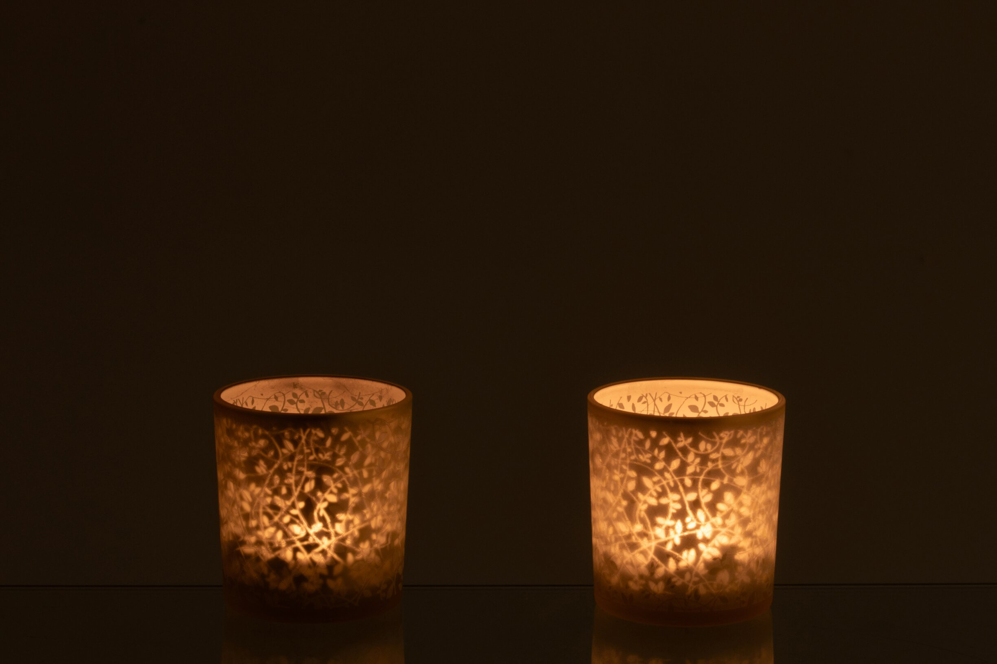 Waxinelichthouder Bassoro Glas Goud - Set van 2 - Afbeelding 2