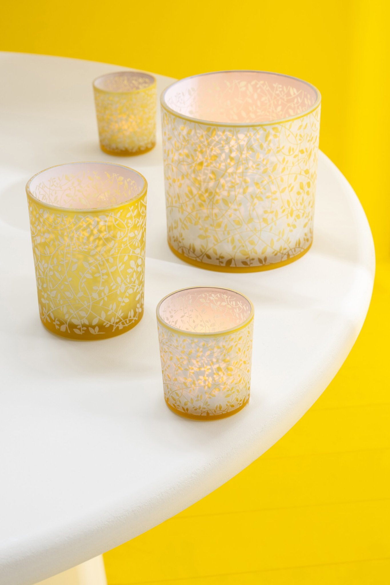 Waxinelichthouder Bassoro Glas Goud - Set van 2 - Afbeelding 3