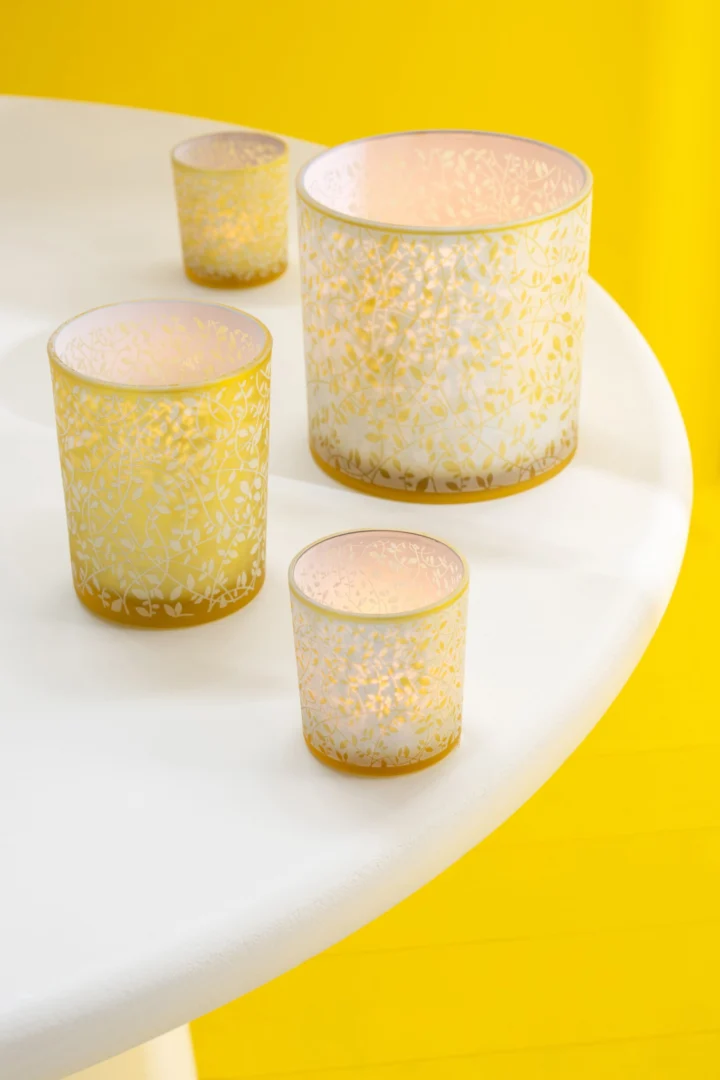 Waxinelichthouder Bassoro Glas Goud - Set van 2 - Afbeelding 3