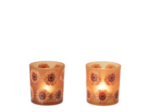 Waxinelichthouder Gaussak Glas Oranje - Set van 2