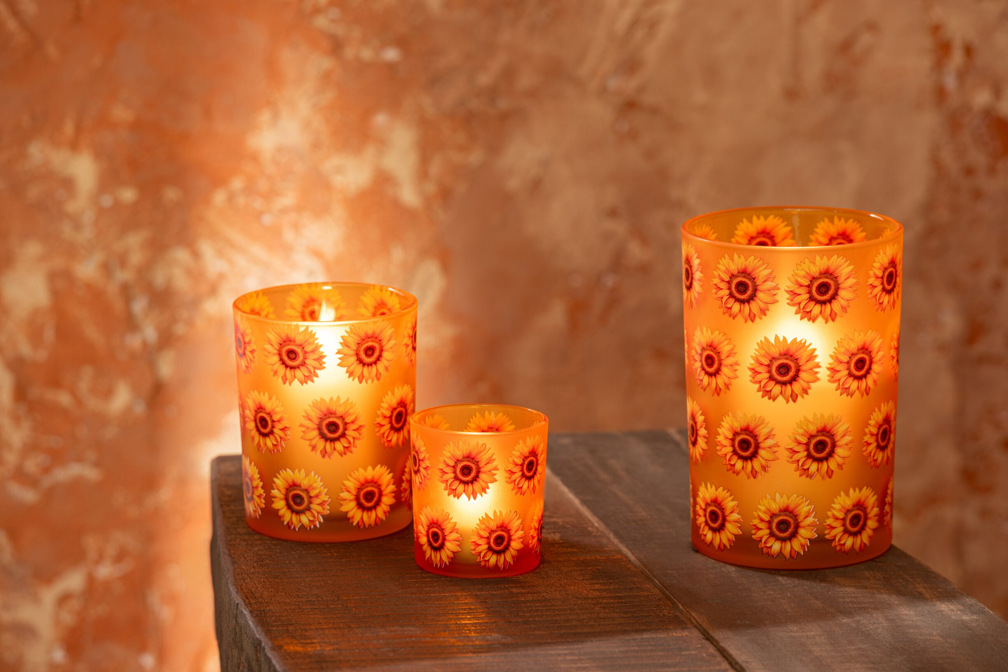 Waxinelichthouder Gaussak Glas Oranje - Set van 2 - Afbeelding 2