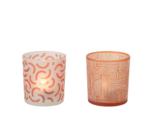 Waxinelichthouder Trudon Glas Oranje - Set van 2