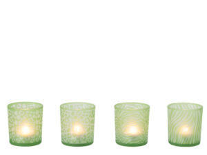 Waxinelichthouder Girrel Glas Groen - Set van 4