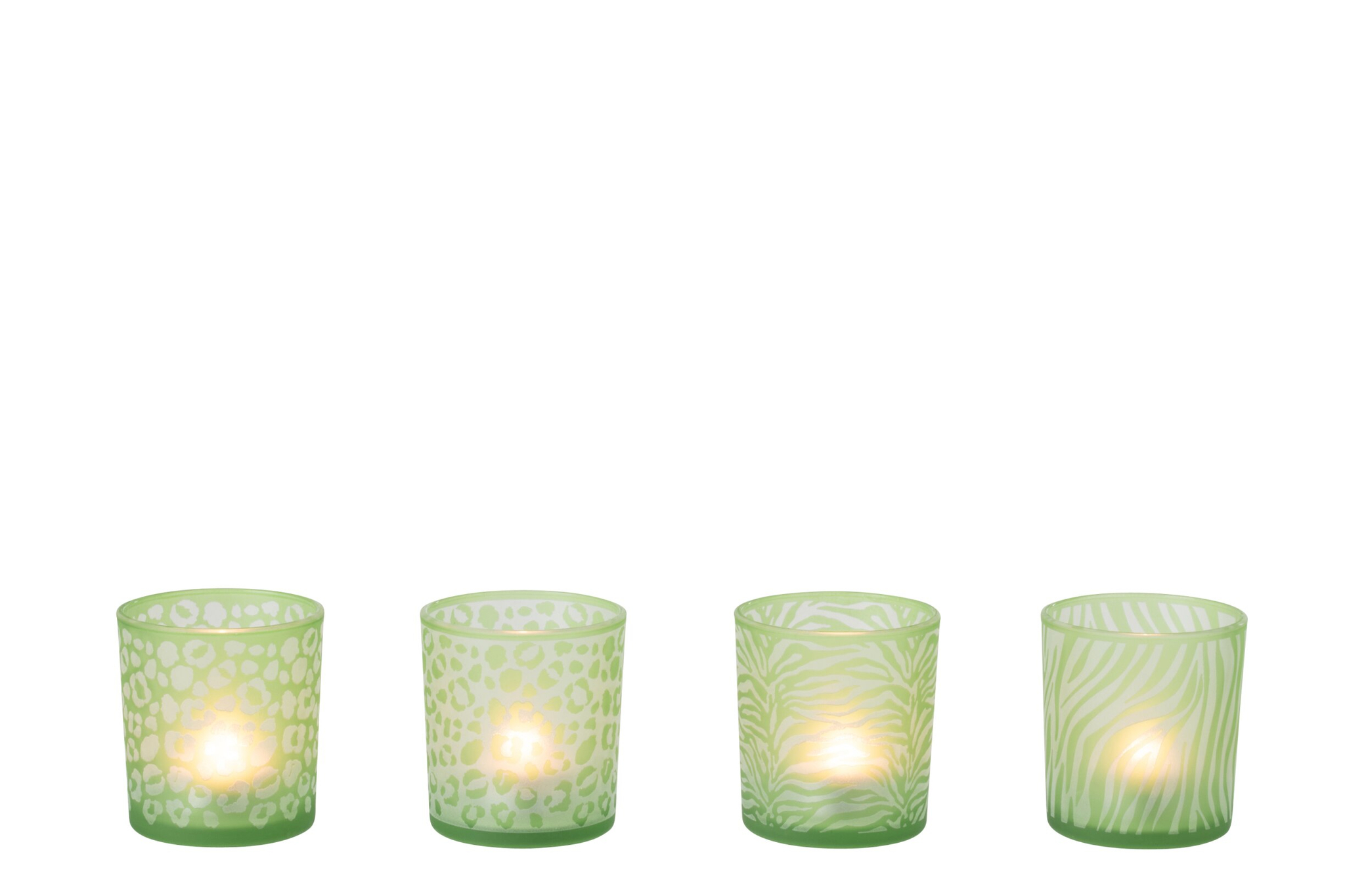 Waxinelichthouder Girrel Glas Groen - Set van 4