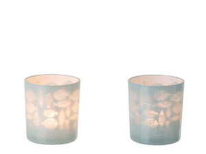 Waxinelichthouder Sarri Glas Grijs - Set van 2