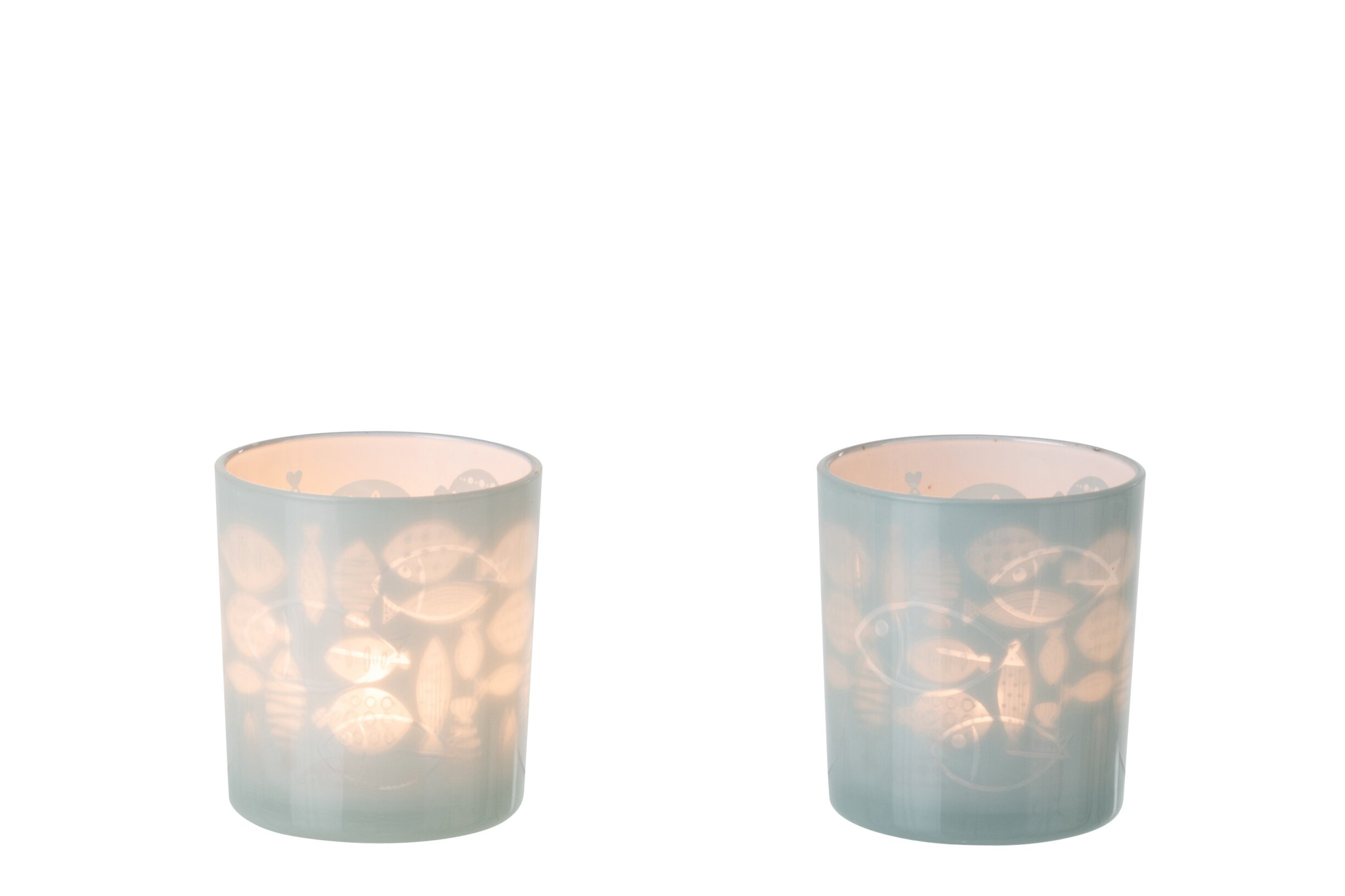 Waxinelichthouder Sarri Glas Grijs - Set van 2