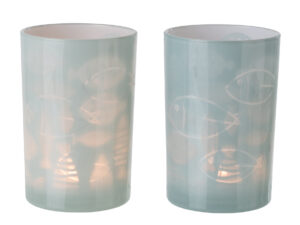 Windlicht Prenona Glas Grijs H18 cm - Set van 2