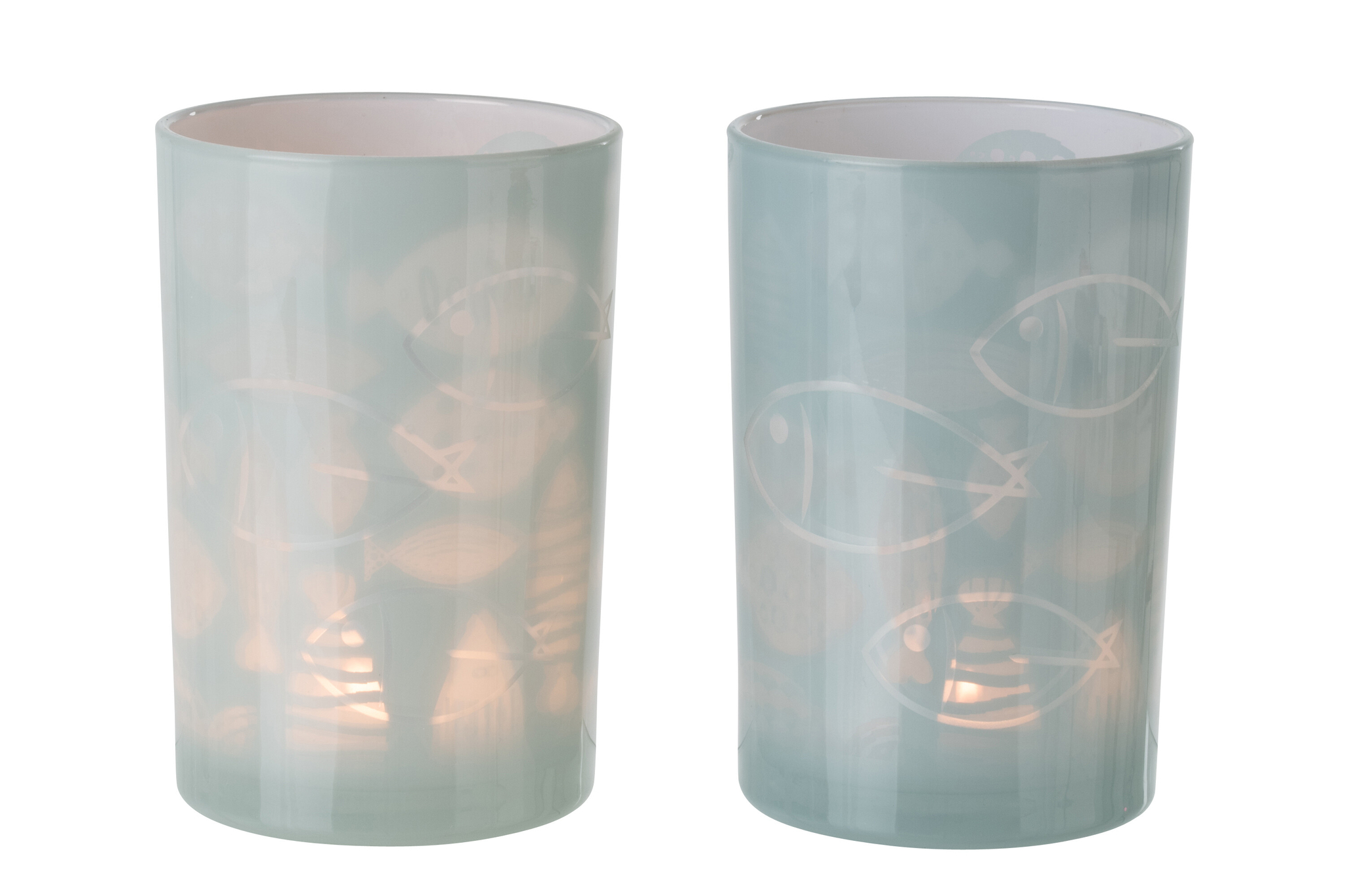 Windlicht Prenona Glas Grijs H18 cm - Set van 2