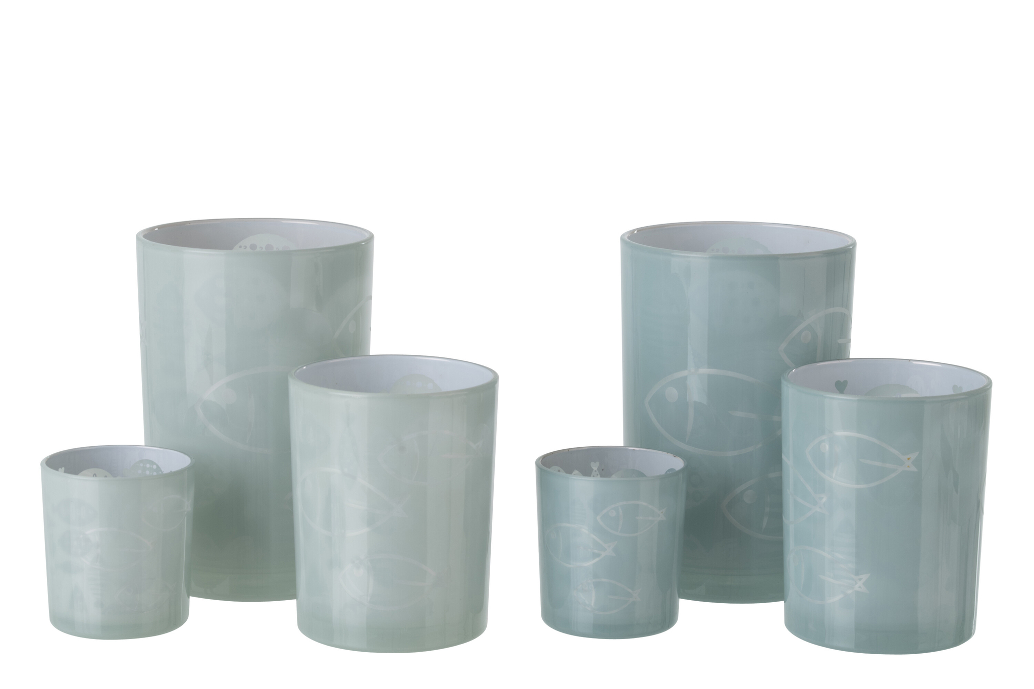 Windlicht Prenona Glas Grijs H18 cm - Set van 2 - Afbeelding 2