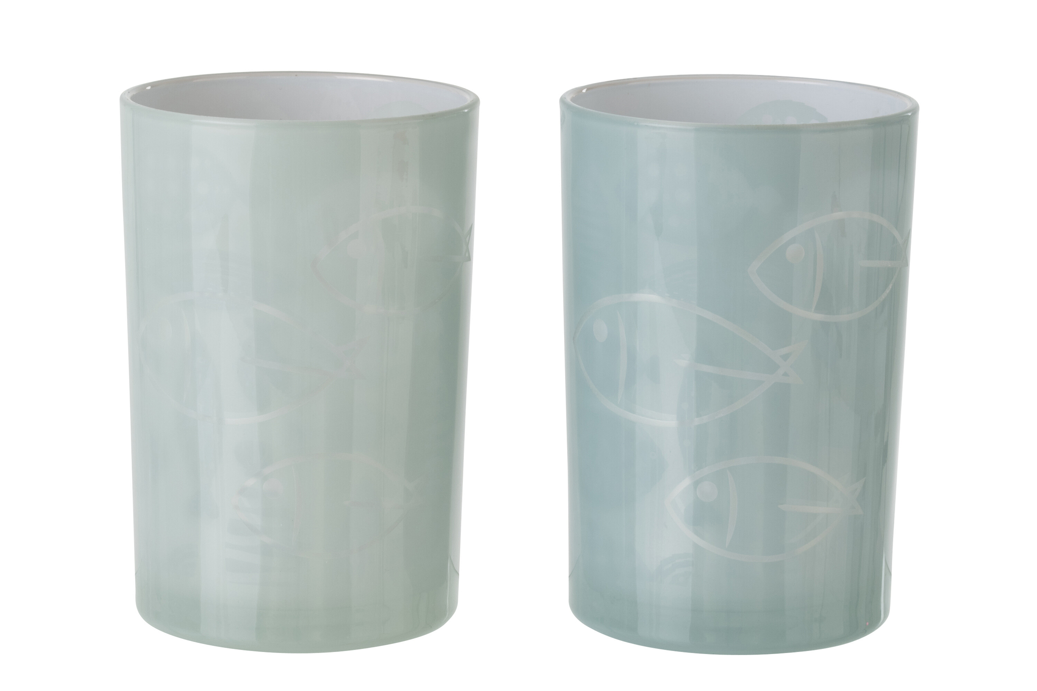 Windlicht Prenona Glas Grijs H18 cm - Set van 2 - Afbeelding 4