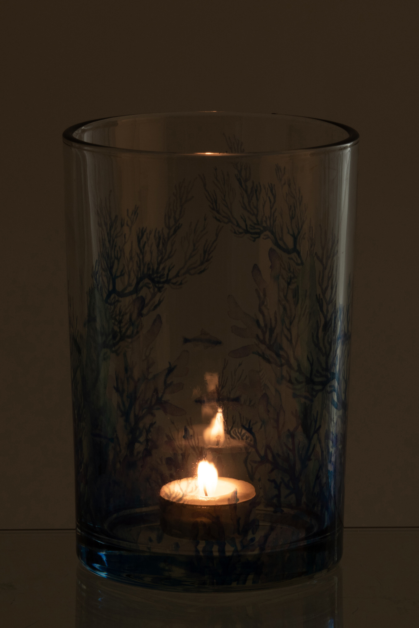 Windlicht Priessane Glas Blauw H18 cm - Afbeelding 2