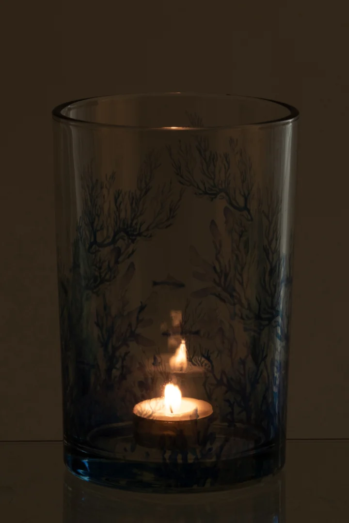 Windlicht Priessane Glas Blauw H18 cm - Afbeelding 2