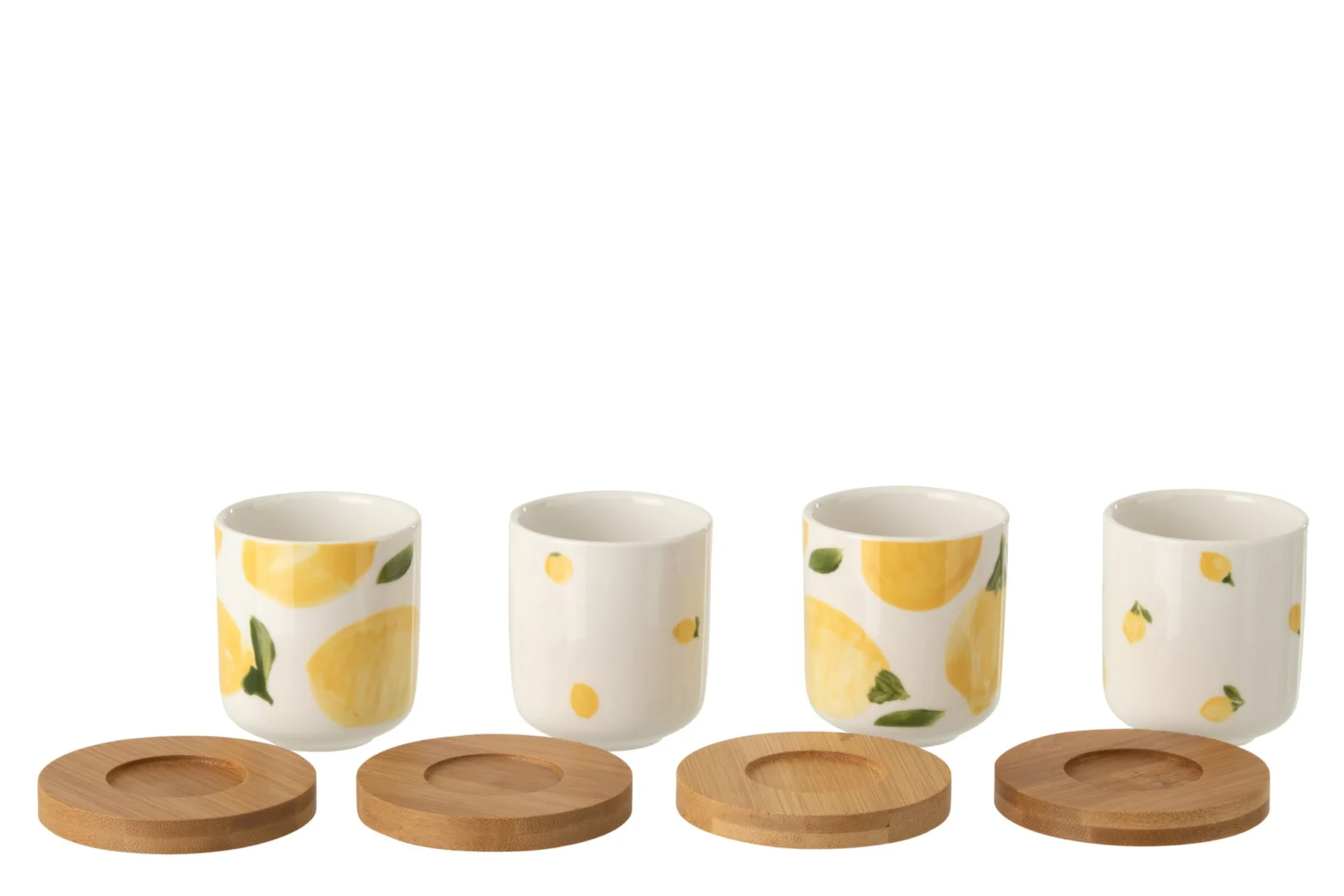 Opbergdoos Lilvas keramiek wit met bamboe deksel, compact en stijlvol voor kleine spulletjes