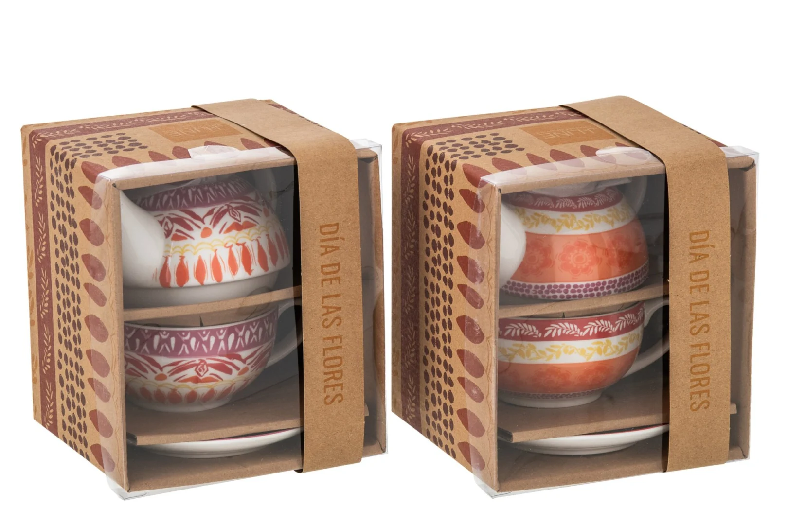 Kopje Skarnik keramiek paars, set van 2, verpakt in cadeauverpakking met schotels
