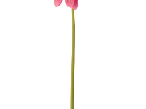 Roze kunstbloem Gerbera Sleissun met natuurlijke uitstraling en lange groene steel, 65 cm