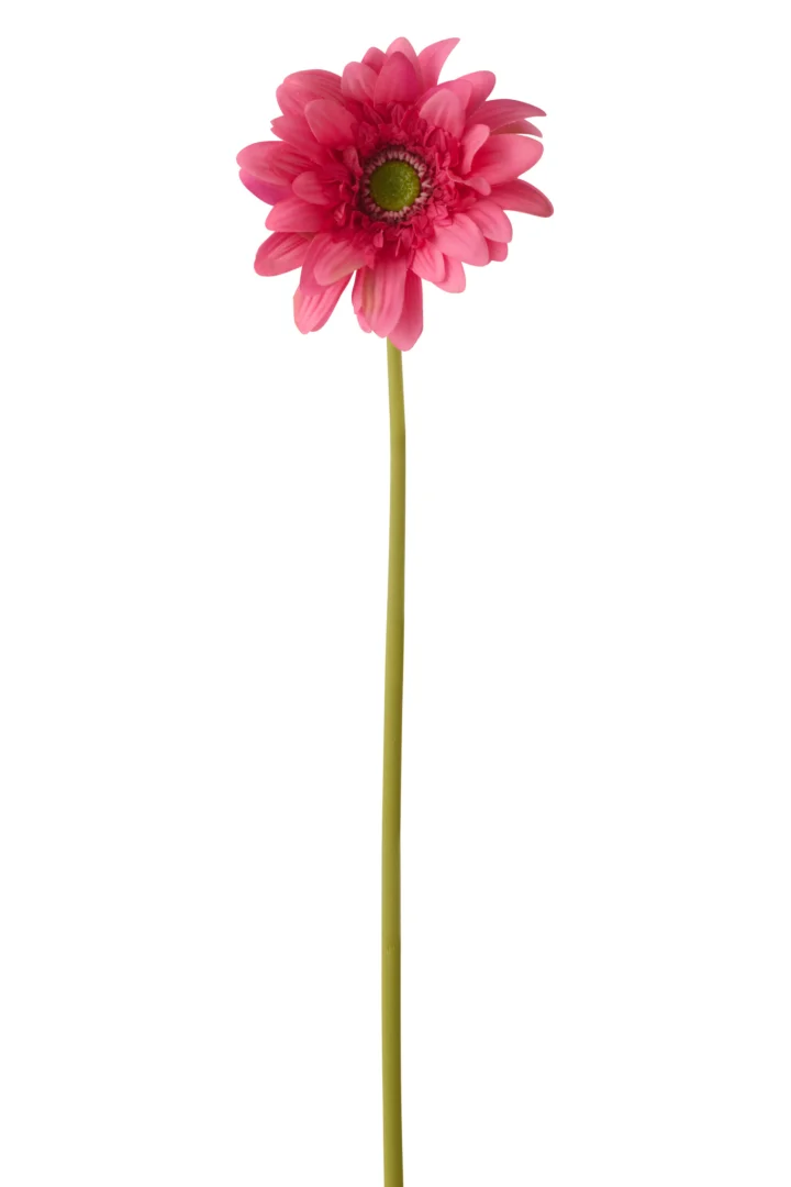 Roze kunstbloem Gerbera Sleissun met natuurlijke uitstraling en lange groene steel, 65 cm