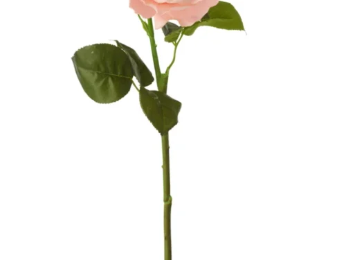 Kunstbloem Preirda roze roos met real touch-bloemblaadjes en groene steel, 68 cm hoog