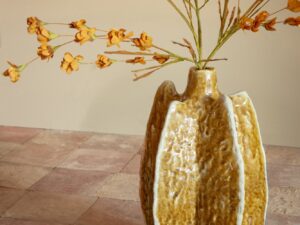 Kunstbloem Skeendira Papier Geel - Set van 2
