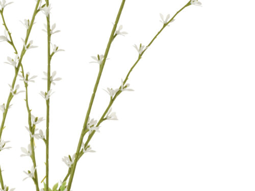 Kunstbloem Gobea PVC wit met slanke groene stelen en kleine witte bloesems, 98 cm hoog