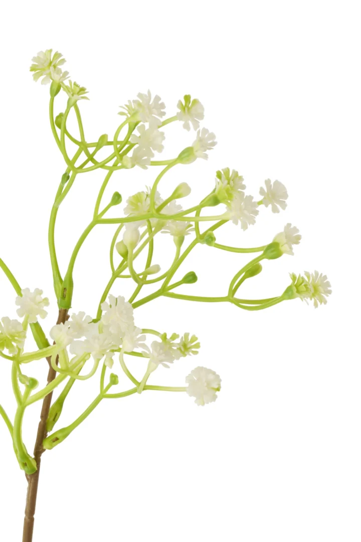 Kunstbloem Jiskund witte gypsophila met slanke groene stelen en fijne bloemetjes, 57 cm, PVC en draad