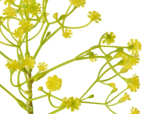 Kunstbloem Debrecen PVC geel met fijne gypsophila-bloemetjes en lange steel, 57 cm hoog