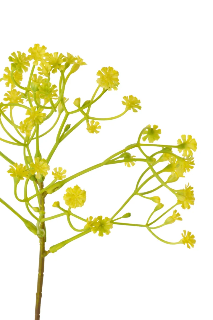 Kunstbloem Debrecen PVC geel met fijne gypsophila-bloemetjes en lange steel, 57 cm hoog