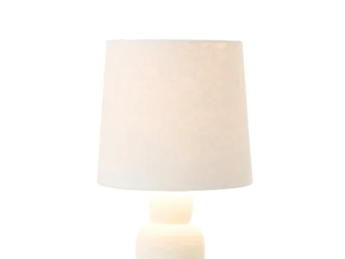 Tafellamp Fleendi keramiek H32 cm met witte kap en afgeronde vorm, sfeervol voor bijzettafel of nachtkastje