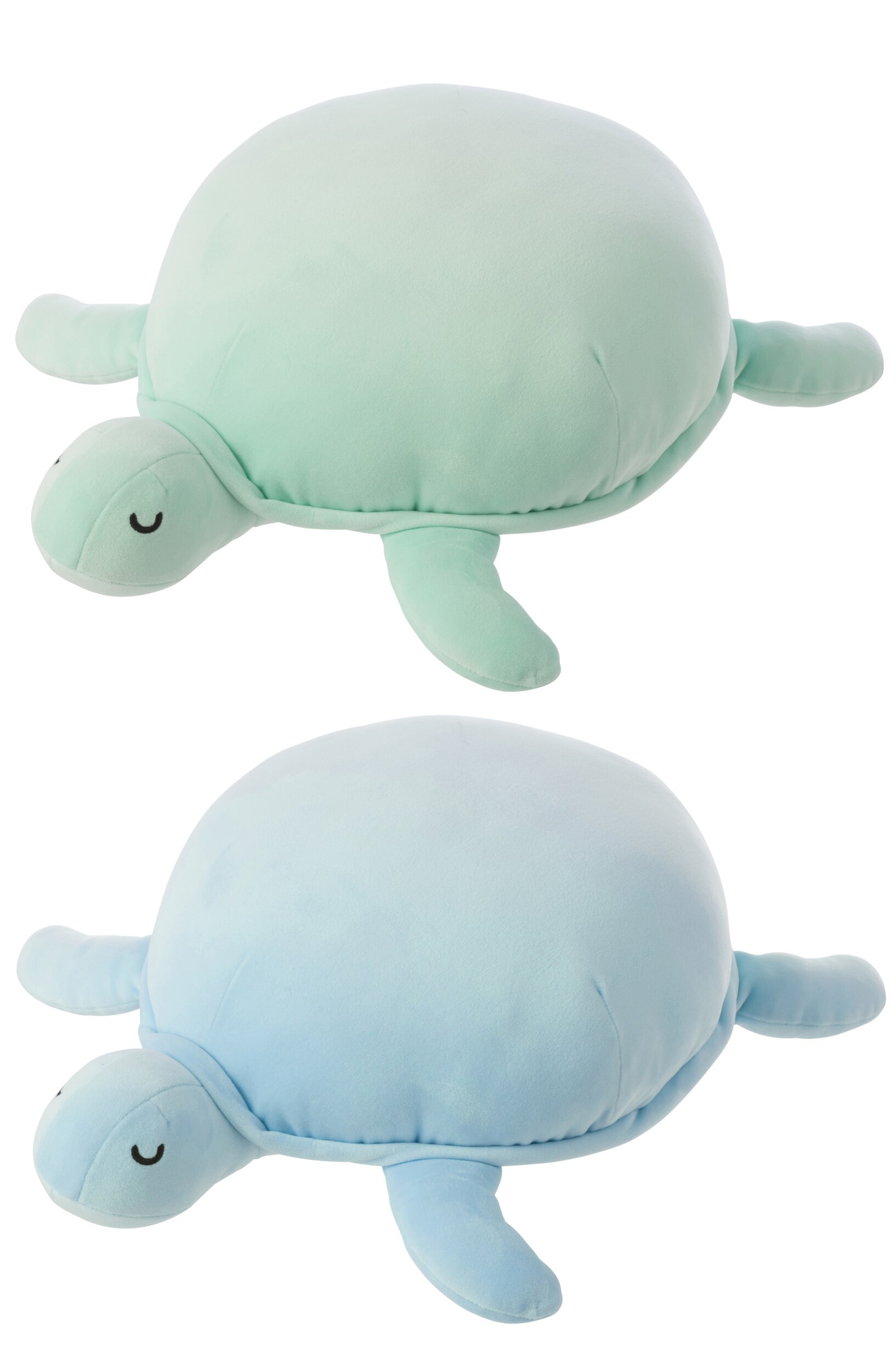 Deetoro decoratiefiguren set van 2 in blauw en mint, zacht polyester, compacte schildpaddenvorm
