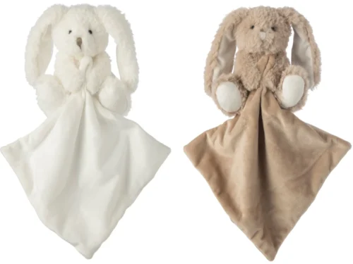 Decoratiefiguur Niellano set van 2 konijnenknuffels van polyester in wit en beige, H15 cm