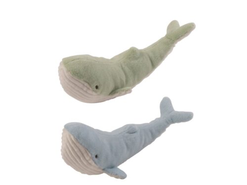 Slaubira decoratiefiguren walvis van polyester, set van 2 in groen en blauw, 10 cm hoog