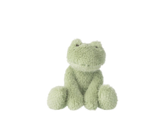 Groene Sleintone decoratiefiguur van fluffy polyester, compact en speels voor dressoir of plank