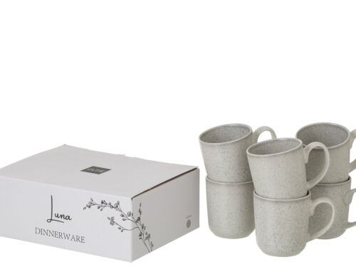 Set grijze steengoed mokken met LunA verpakking, Mok Nalvo Steen Grijs, compact en handzaam