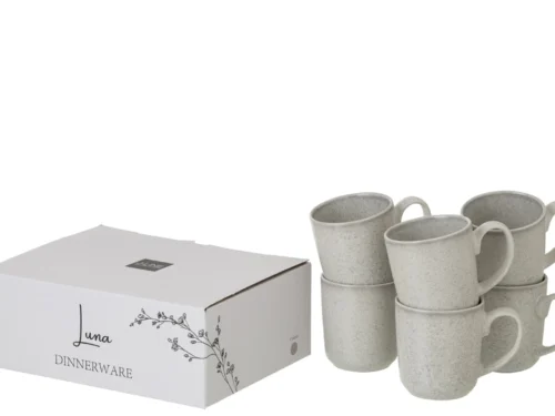 Set grijze steengoed mokken met LunA verpakking, Mok Nalvo Steen Grijs, compact en handzaam