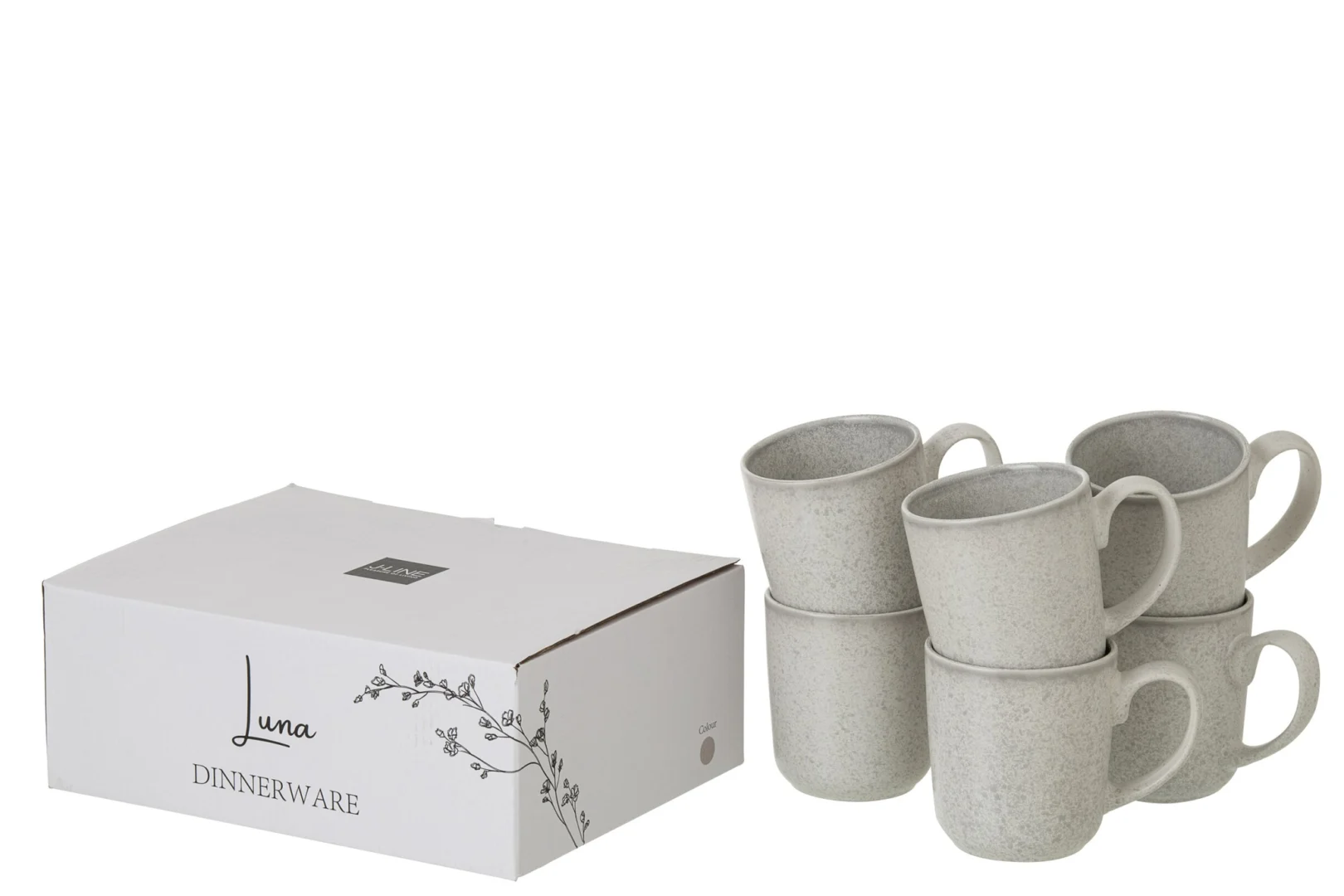 Set grijze steengoed mokken met LunA verpakking, Mok Nalvo Steen Grijs, compact en handzaam