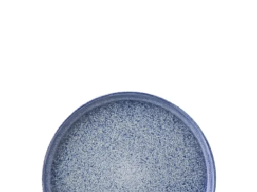 Bord Ceerrum Steen Blauw, rond blauw steengoedbord met compacte vorm en rustieke afwerking