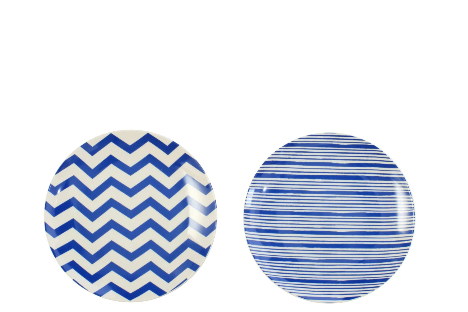 Cuskas opbergdoos van blauw porselein met blauw-witte strepen en zigzagpatroon, compact en decoratief