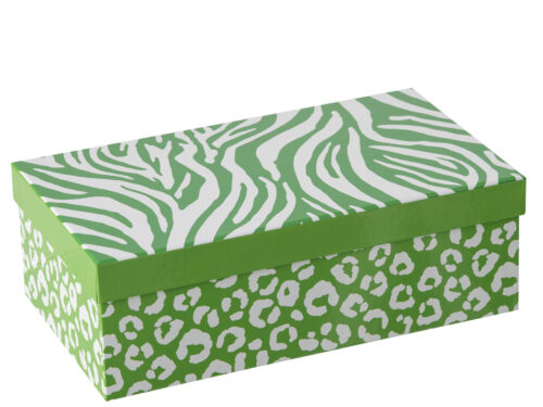 Groene porseleinen opbergdoos Flansona met zebra- en panterprint, compact en stijlvol voor kleine spullen
