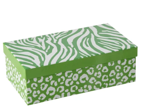 Groene porseleinen opbergdoos Flansona met zebra- en panterprint, compact en stijlvol voor kleine spullen