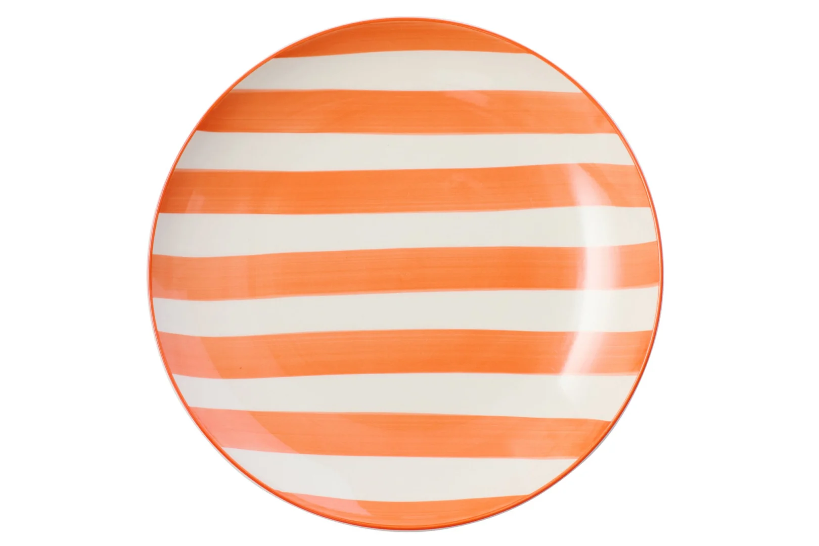 Bord Tivoro steengoed oranje-wit gestreept, 26 cm, voor dagelijks gebruik of als decoratief accent