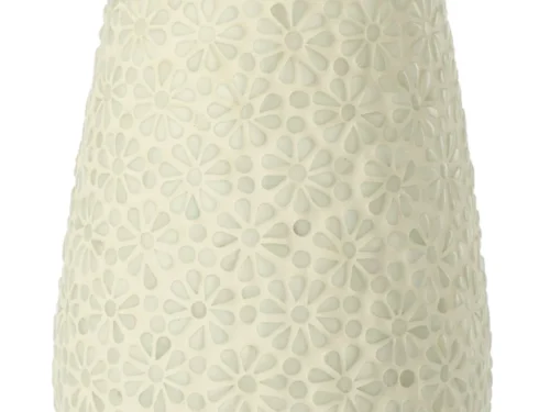 Vaas Rieltis Glas Wit 27 cm met elegante mosaïeklook en bloemmotief, decoratief en sfeervol