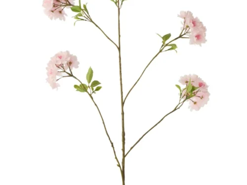 Decoratie Geeskona polyester lichtroze bloemstengel met sierlijke takken en vijf bloesemtrossen