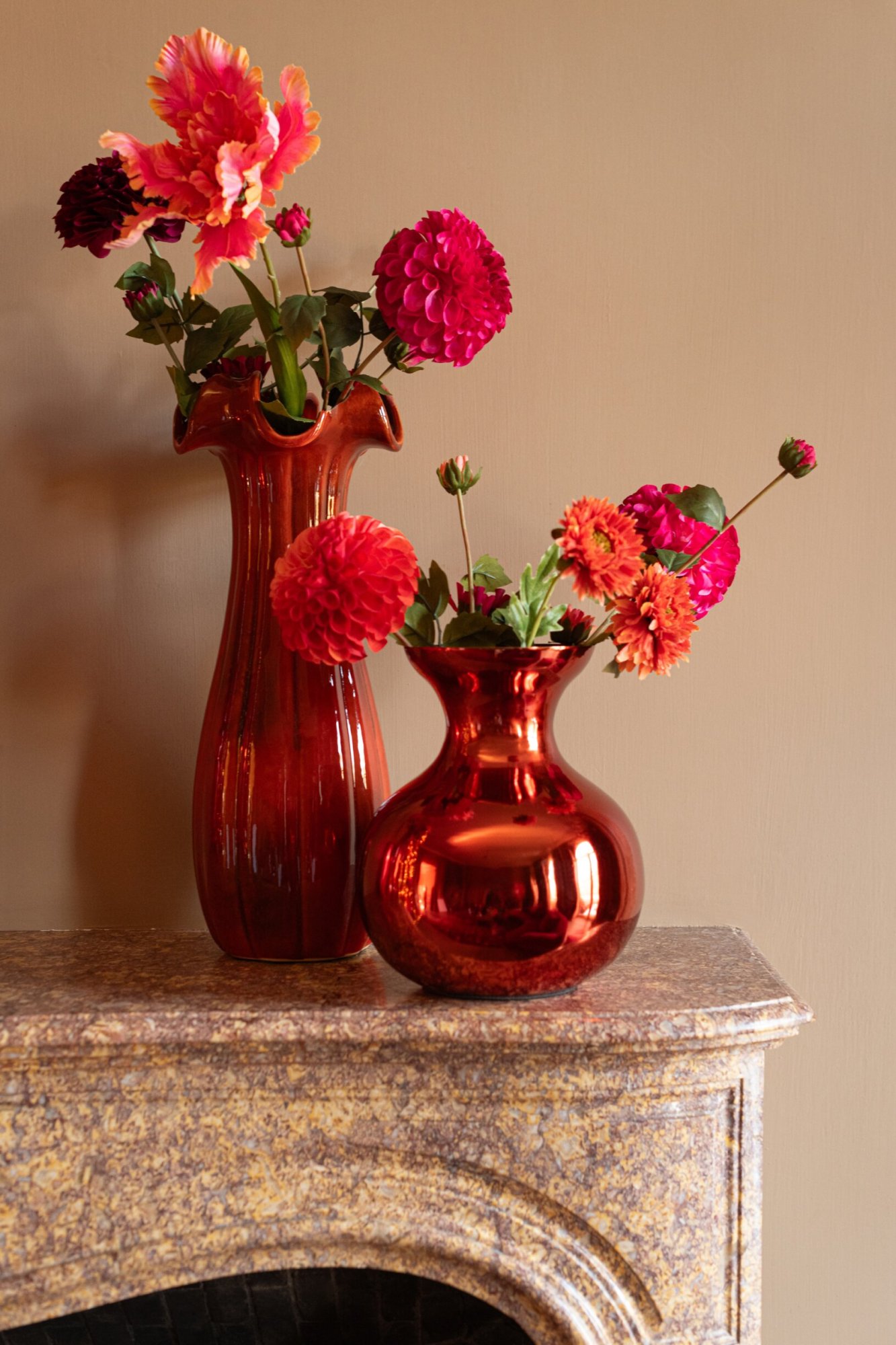 Kunstbloem Athlone Polyester Oranje - Set van 2