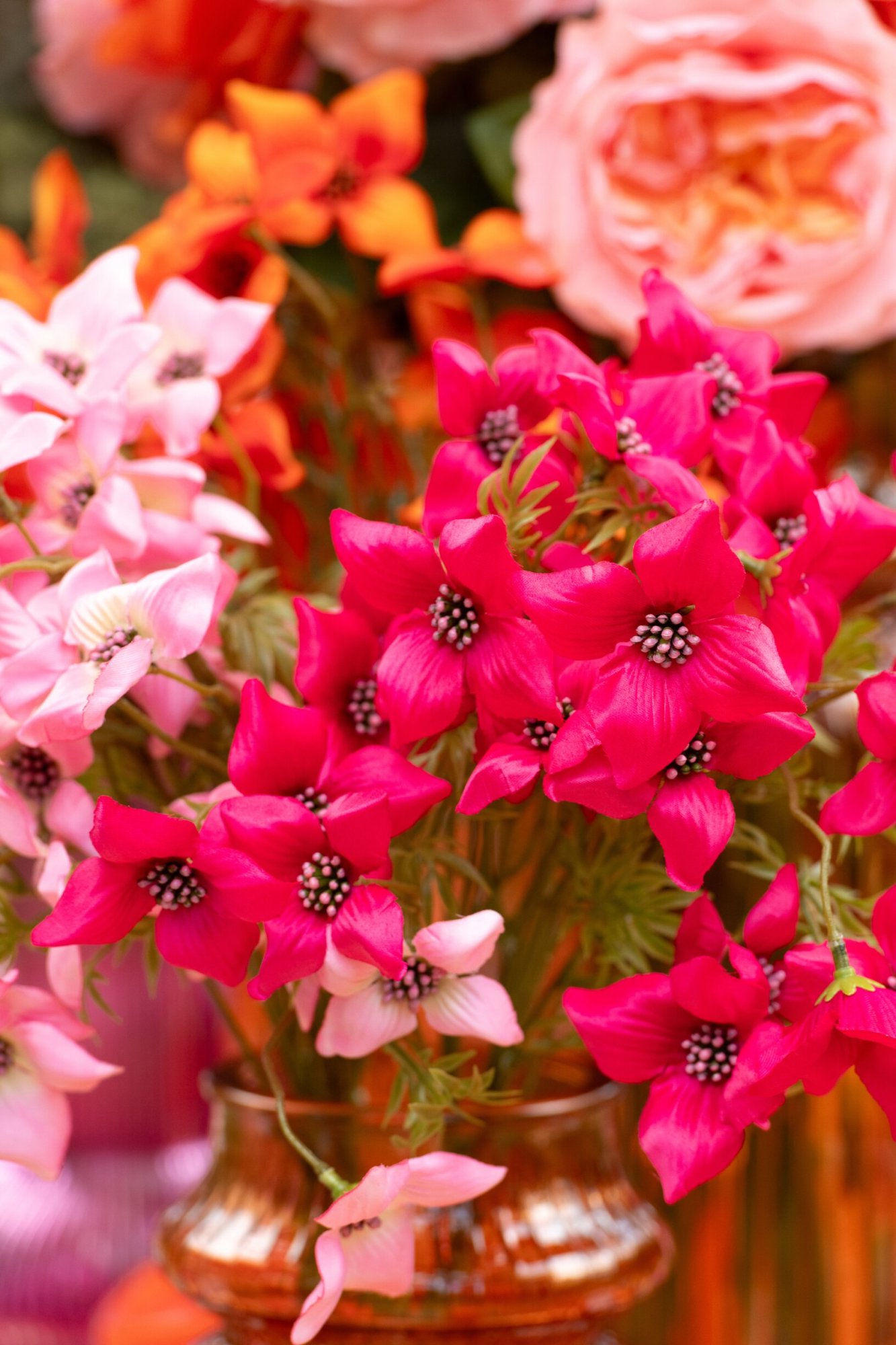 Kunstbloem Alkmaar Polyester Roze - Set van 3