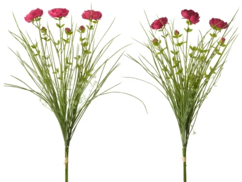 Kunstbloem Klatil rood, set van 2, met flexibele groene stelen en compacte bloemen voor een speels accent
